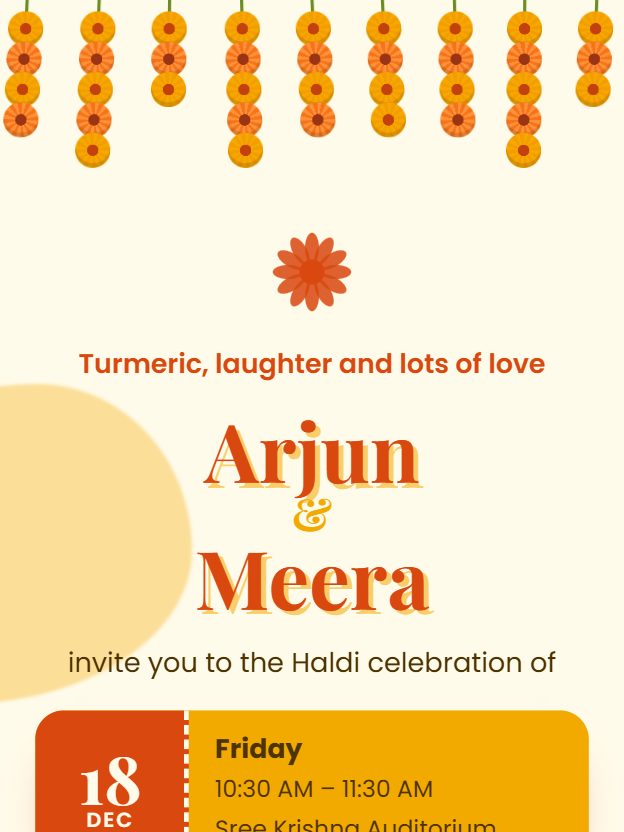 Haldi Sunshine invitation design