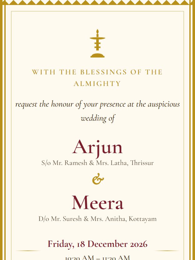 Kasavu invitation design