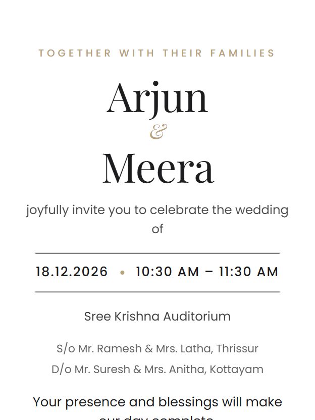 Minimal invitation design